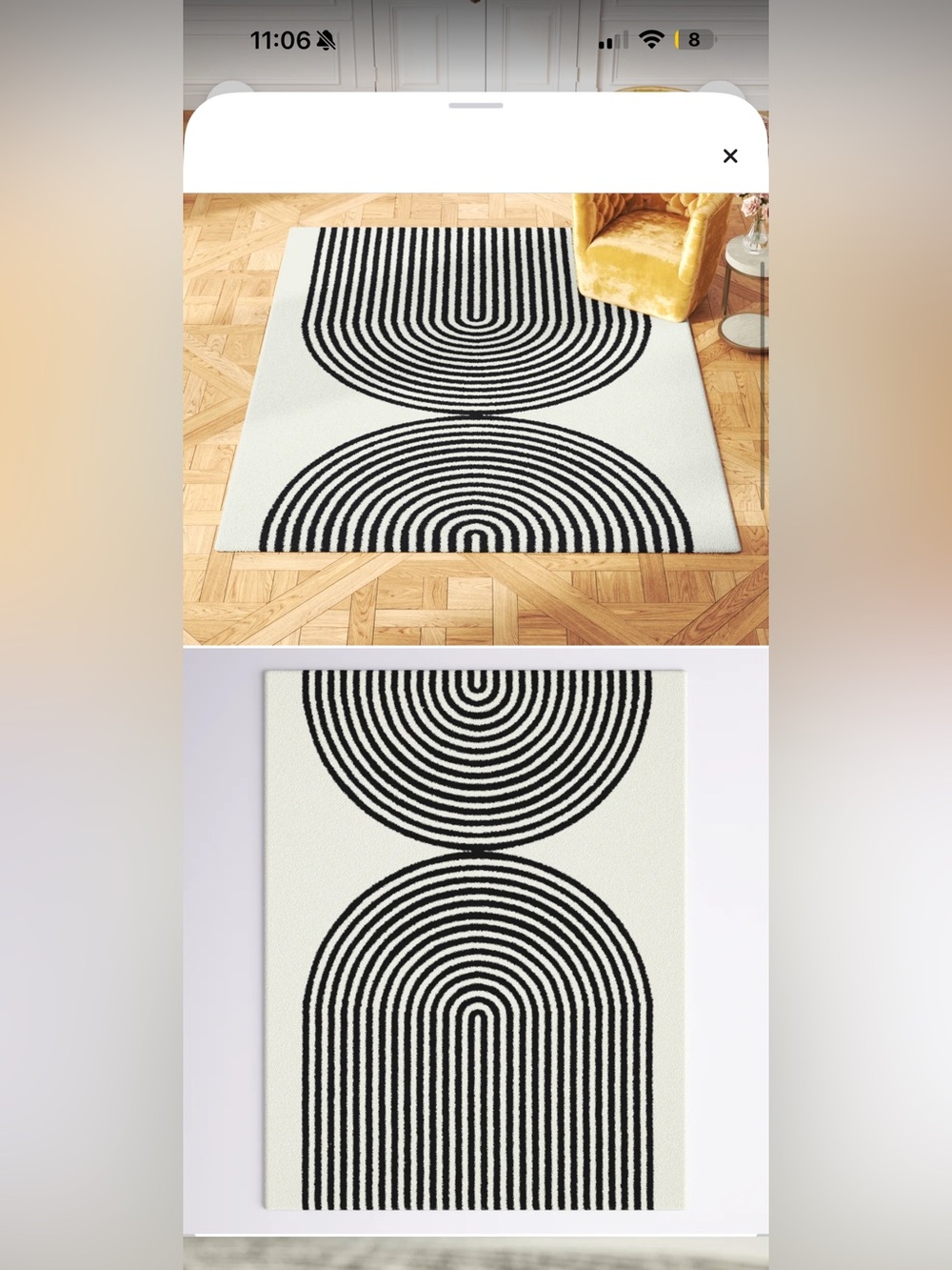 Modern Black & White Geometric Area Rug